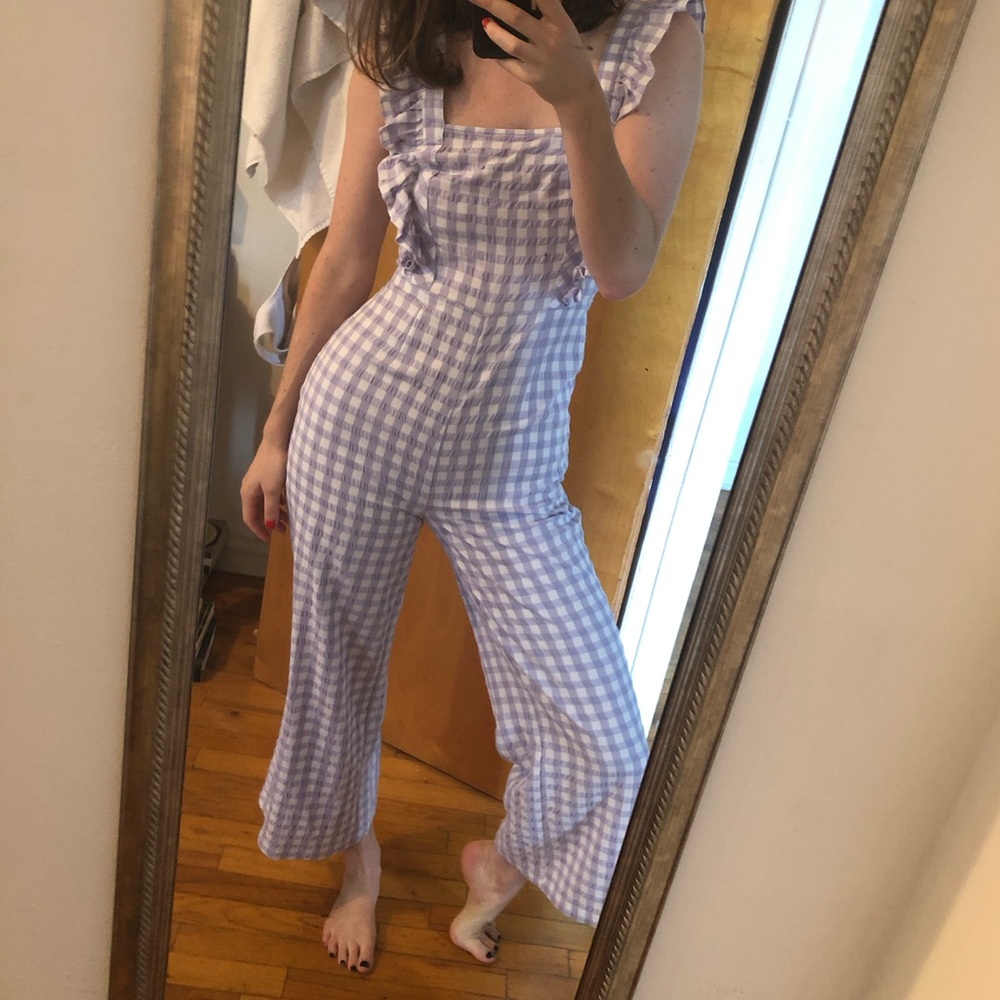 UO Lavender Gingham Jumpsuit